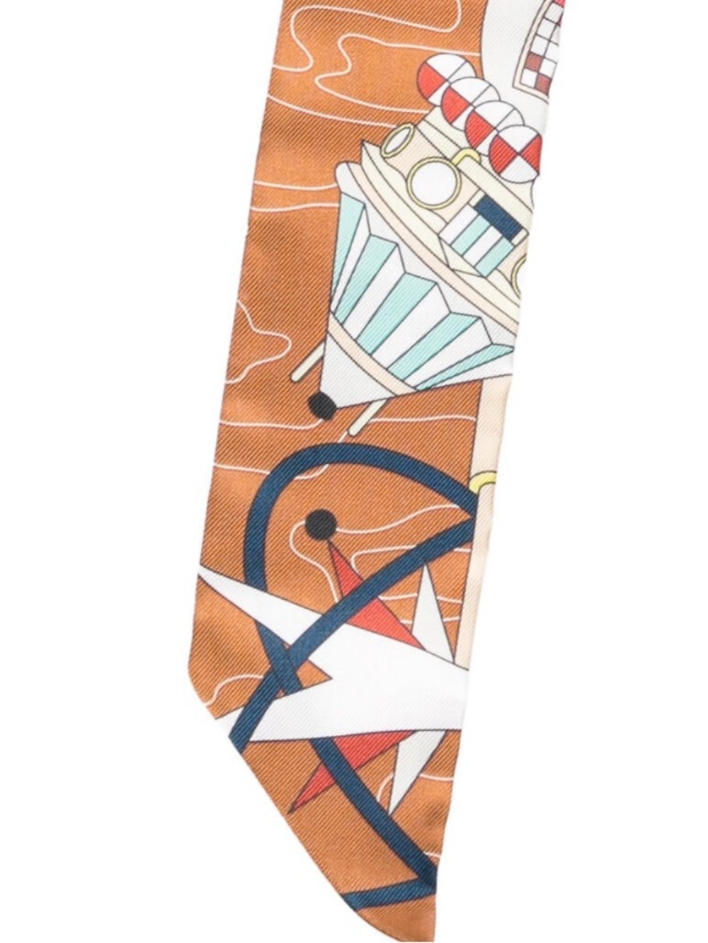 “H” Designer Orange Odyssey Silk Twilly Scarf - Picture 5 of 5